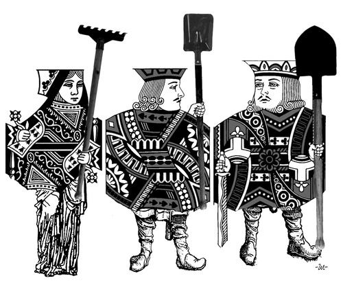Cartoon: Work (medium) by zu tagged play,card,work,knight,king,queen