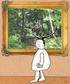 Cartoon: Deer (small) by zu tagged deer,wood,exhibition,picture