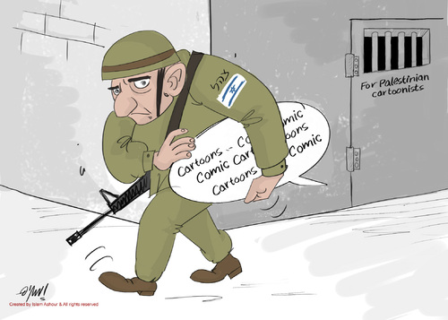 Cartoon: Freedom forPalestinian cartoonis (medium) by islamashour tagged israel,palestinian,cartoonist