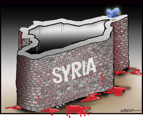 Cartoon: Behind the wall of silence (medium) by jeander tagged syria,arab,spring,terror,syrien,terrorismus,terror,twitter
