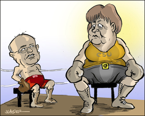 Cartoon: German election (medium) by jeander tagged 2013election,wahl,die,csu,merkel,angela,spd,steinbrück,peer,peer,steinbrück,spd,angela,merkel,csu,wahl,election