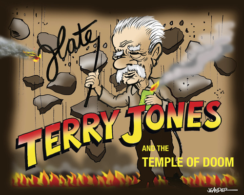 Cartoon: Pastor Terry Jones (medium) by jeander tagged quran,terry,jones,religion,muslims