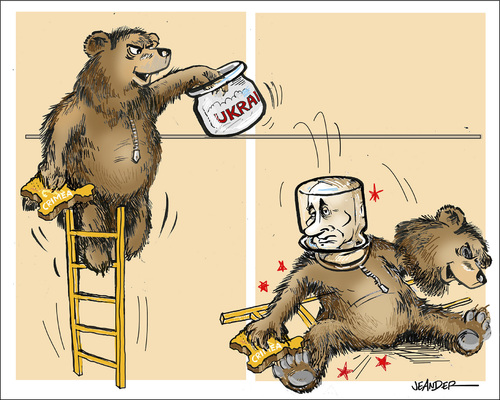 Cartoon: Putin and Ukraine (medium) by jeander tagged putin,ukraine,russia,bear,boycott,putin,ukraine,russia,bear,boycott