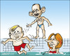 Cartoon: Electin in Australia (small) by jeander tagged tony,abbott,australia,julia,gillard,kevin,rudd,austrailian,liberal,party,election