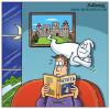 Cartoon: geisterstunde (small) by pentrick tagged geister,ghosts,gruselig,creepy,witching,hour,man,mann,buch,book,