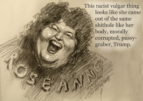 Cartoon: Say hello to your little Trump (medium) by ylli haruni tagged roseanne,racist,vulgar,trump