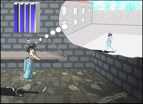 Cartoon: limit of imagination (medium) by hakanipek tagged guilty,bondage,fantasy,freedom