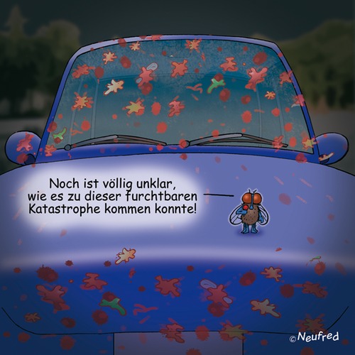 Cartoon: Windschutzscheibenmassaker (medium) by neufred tagged auto,reporter,blutbad,katastrophe