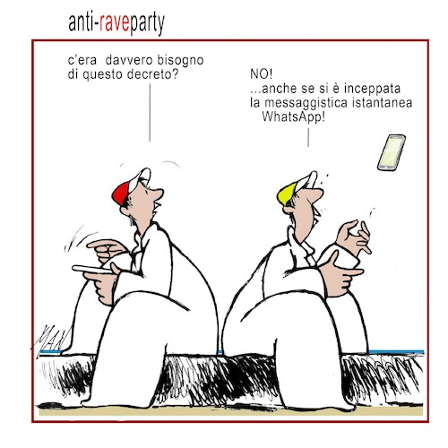Cartoon: contro rave party (medium) by Enzo Maneglia Man tagged vignette,umorismo,grafco,satira,fighillearte,piccolomuseo,di,fighille
