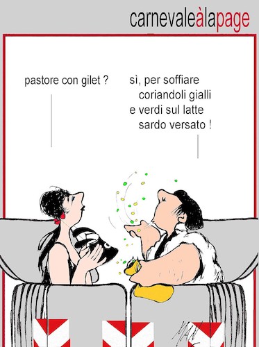 Cartoon: carnevale sul latte versato (medium) by Enzo Maneglia Man tagged vignette,umorismo,grafico,tavole,umoristiche,carnevale,gilet,pastori,sardi,fighillearte,maneglia,man