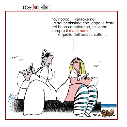 Cartoon: cose da duettanti (medium) by Enzo Maneglia Man tagged vignette,umorismo,grafico,spilli,fighillearte,piccolomuse,fighille,itao