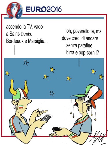 Cartoon: euro2016 oggi Italia Spagna (medium) by Enzo Maneglia Man tagged fighillearte,maneglia,man,cassonettari