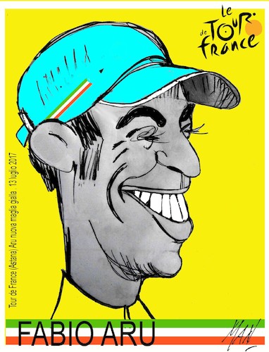 Cartoon: Fabio Aru in giallo (medium) by Enzo Maneglia Man tagged ciclismo,giro,di,francia,fabio,aru,maglia,gialla,13,luglio,maneglia,fighillearte