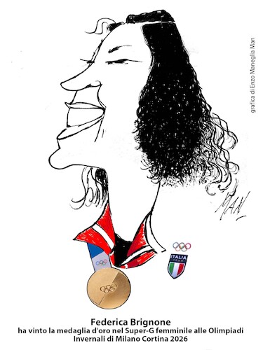 Cartoon: Federica Brignone (medium) by Enzo Maneglia Man tagged federica,brignone,caricature,ritratti,campioni,sport,olimpiadi,invernali,2026