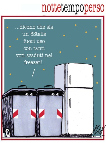 Cartoon: i cassonettari di man (medium) by Enzo Maneglia Man tagged cassonettari,m5s,nottetempoperso,man,maneglia