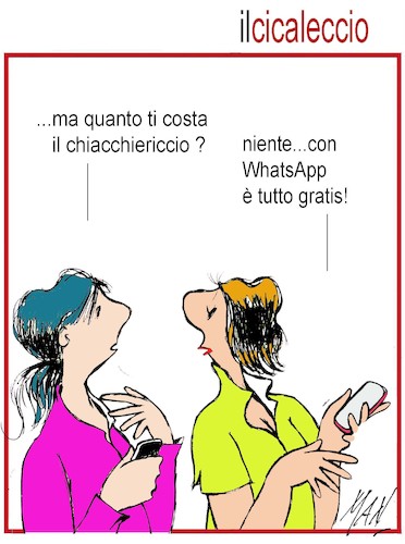 Cartoon: il cicaleccio (medium) by Enzo Maneglia Man tagged vignette,umorismo,spilli,cassonettari,man,maneglia,fighillearte,whatsap,chiacciericcip