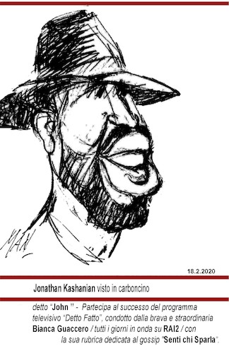 Cartoon: Jonathan Kashanian (medium) by Enzo Maneglia Man tagged caricature,ritratti,personaggi,della,televisione,rai2,di,man,trasmissione,dettofatto