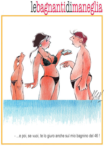 Cartoon: le bagnanti di Maneglia (medium) by Enzo Maneglia Man tagged vignette,bagnanti,umorismo,rimini,turismo,grafica,enzo,maneglia,man