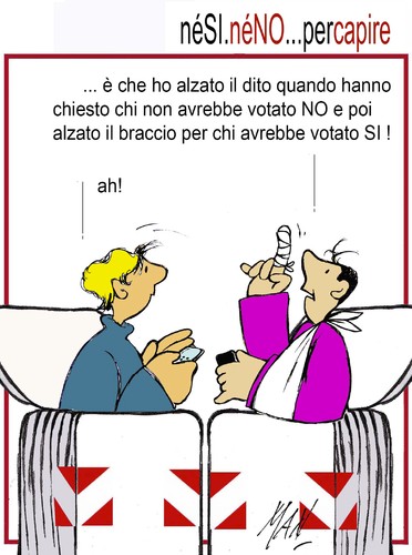 Cartoon: le ragioni del si e del no (medium) by Enzo Maneglia Man tagged vignetta,cassonettari,referendum,maneglia,fighillearte,del