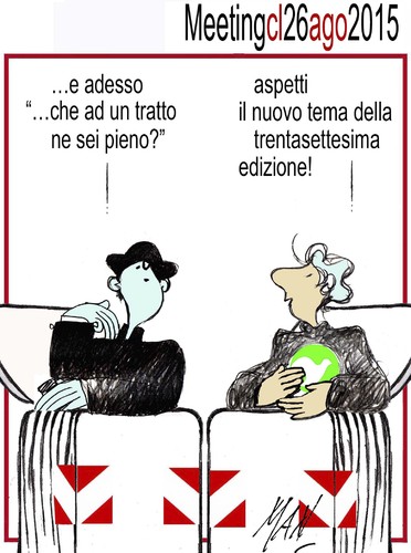 Cartoon: Rimini meeting 26ago2015 (medium) by Enzo Maneglia Man tagged cl,rimini,agosto,meeting,2015,cassonettari,enzo,maneglia,man