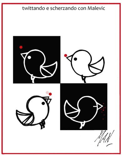 Cartoon: scherzando con Malevic (medium) by Enzo Maneglia Man tagged twitter,man,maneglia,creazionigrafiche,2013
