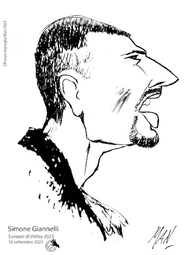 Cartoon: SIMONE GIANNELLI (medium) by Enzo Maneglia Man tagged caricatura,giannelli,simone,sport,pallavolo,europei,volley,2023,italia,polonia