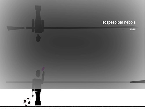 Cartoon: sospeso per nebbia (medium) by Enzo Maneglia Man tagged vignette,umorismo,grafico,gioco,calcio,football,maneglia,man