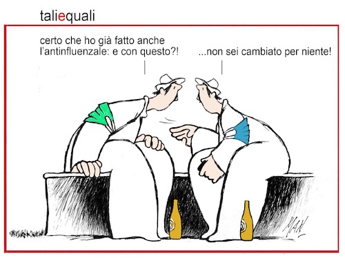 Cartoon: tali e quali (medium) by Enzo Maneglia Man tagged vignette,umorismo,grafico,in,tempo,covid,by,maneglia,spilli,per,fighillearte,piccolomuseo,di,fighille,ita