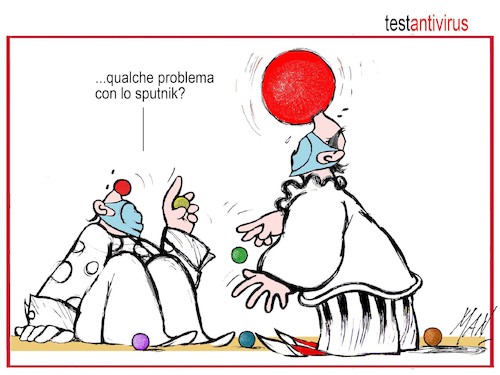 Cartoon: test antivirus (medium) by Enzo Maneglia Man tagged vignette,umorismo,grafico,illustrazioni,satira,circo,di,man,enzo,maneglia,per,fighillearte,piccolomuseo,fighille,ita