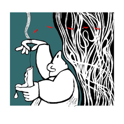 Cartoon: seduta spiritica (medium) by Enzo Maneglia Man tagged racconti,novelle,diario,by,franco,ruinetti,illustrazioni,enzo,maneglia,man,da,fighillearte