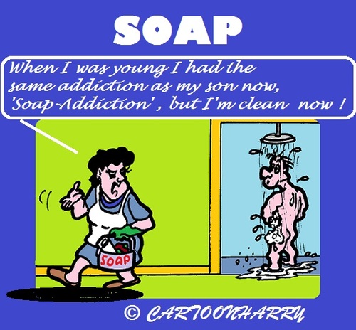 Cartoon: Addictions All Over (medium) by cartoonharry tagged addictions,soap,son,mother