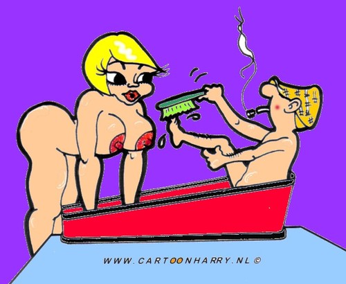 Cartoon: Andy Capp (medium) by cartoonharry tagged andy,capp,sexy,nude,naked,girl,washing,bath,cartoonharry