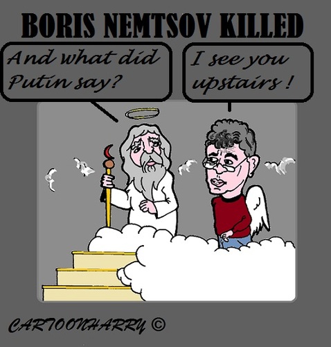 Cartoon: Boris Nemtsov (medium) by cartoonharry tagged russia,putin,nemtsov,killed,kgb,liberal,heaven