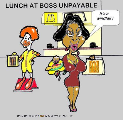 Cartoon: Boss  Food Expensive (medium) by cartoonharry tagged dutch,boss,food,mcdonald,cartoonist,cartoonists,cartoonharry