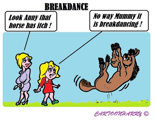 Cartoon: Breakdance (medium) by cartoonharry tagged mummy,daughter,horse,itch,breakdance