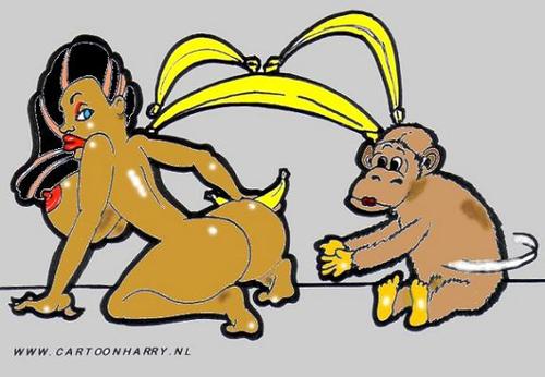 Cartoon: Chimpy Girl (medium) by cartoonharry tagged chimp,girl,sexy,bananas,cartoonharry