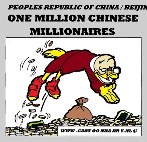 Cartoon: Chinese Millionaires (medium) by cartoonharry tagged million,millionaires,china,cartoon,chinese,scrooge,artist,art,cartoonist,cartoonharry,dutch
