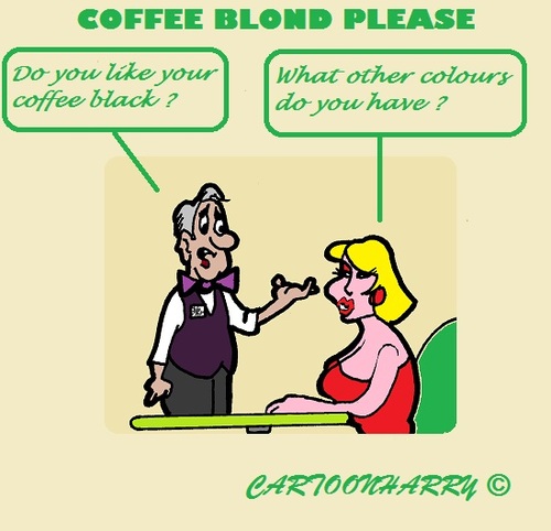 Cartoon: Coffee Blond (medium) by cartoonharry tagged coffee,blond,black,colour