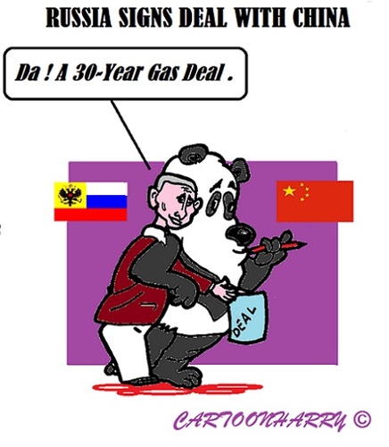 Cartoon: Deal Russia China (medium) by cartoonharry tagged russia,china,gasdeal,30years