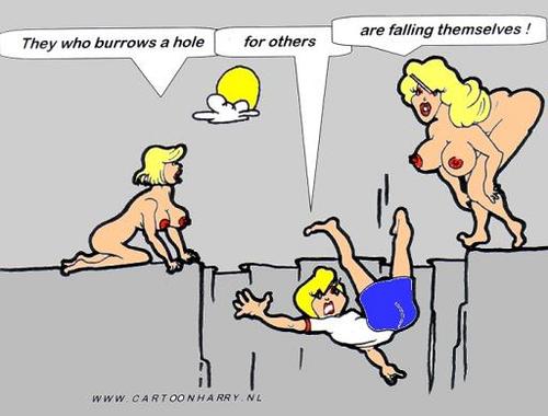 Cartoon: Dig a Hole (medium) by cartoonharry tagged girls,women,naked,hole,dig