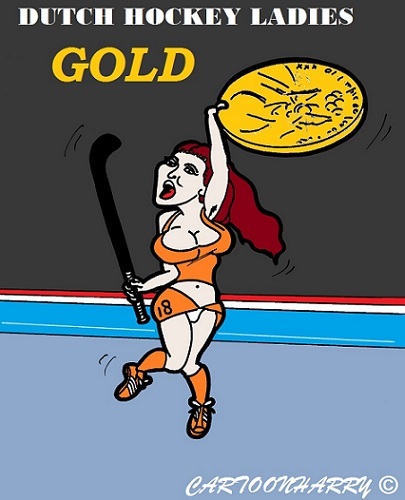 Cartoon: Dutch Hockey Ladies (medium) by cartoonharry tagged dutch,hockey,gold,ladies,cartoon,cartoonist,cartoonharry,toonpool