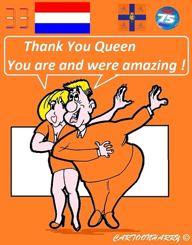 Cartoon: Dutch Queen (medium) by cartoonharry tagged queen,beatrix,holland,stops,cartoon,cartoonist,cartoonharry,dutch,toonpool
