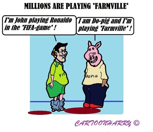 Cartoon: FarmVille (medium) by cartoonharry tagged farmville,fifa,pig,ronaldo,millions