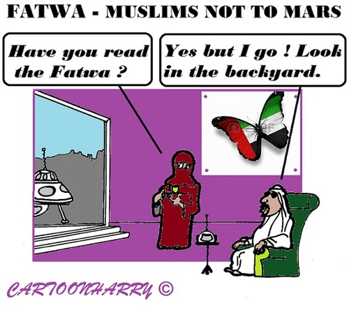 Cartoon: Fatwa VAE (medium) by cartoonharry tagged vae,muslims,mars,fatwa
