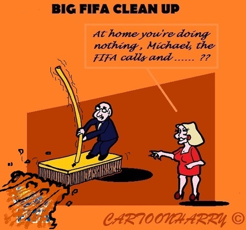 Cartoon: FIFA Cleaner (medium) by cartoonharry tagged fifa,cleanup,michelvanpraag