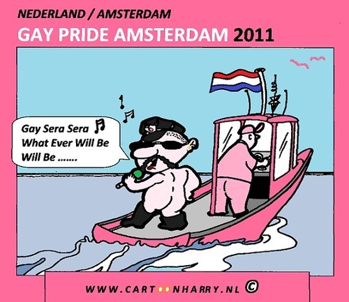 Cartoon: Gay Pride Amsterdam 2011 (medium) by cartoonharry tagged gay,pride,amsterdam,holland,homo,lesbian,2011,boats,cartoon,cartoonharry,cartoonist,dutch,toonpool
