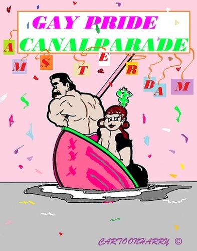 Cartoon: GayParade (medium) by cartoonharry tagged gaypride,gayparade,canalparade,gays,lesbians,homo,amsterdam,cartoon,cartoonist,cartoonharry,dutch,toonpool