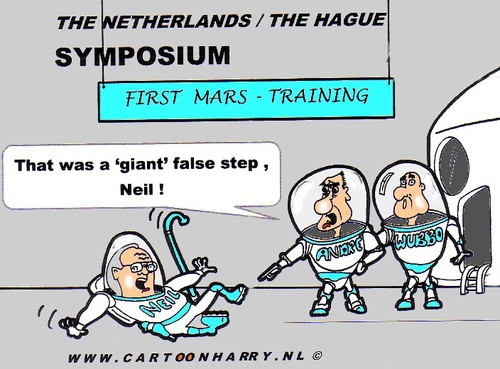 Cartoon: Giant Wrong Step (medium) by cartoonharry tagged symposium,space,step,neil,armstrong,training,cartoonharry
