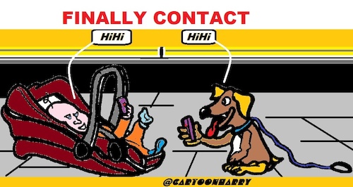 Cartoon: Hi (medium) by cartoonharry tagged baby,doggy,hi,iphone