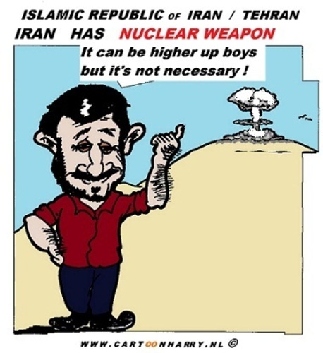 Cartoon: Iran and Nuclear Weapon (medium) by cartoonharry tagged iran,israel,ahmadinejad,nuclear,weapon,cartoon,cartoonist,cartoonharry,dutch,toonpool